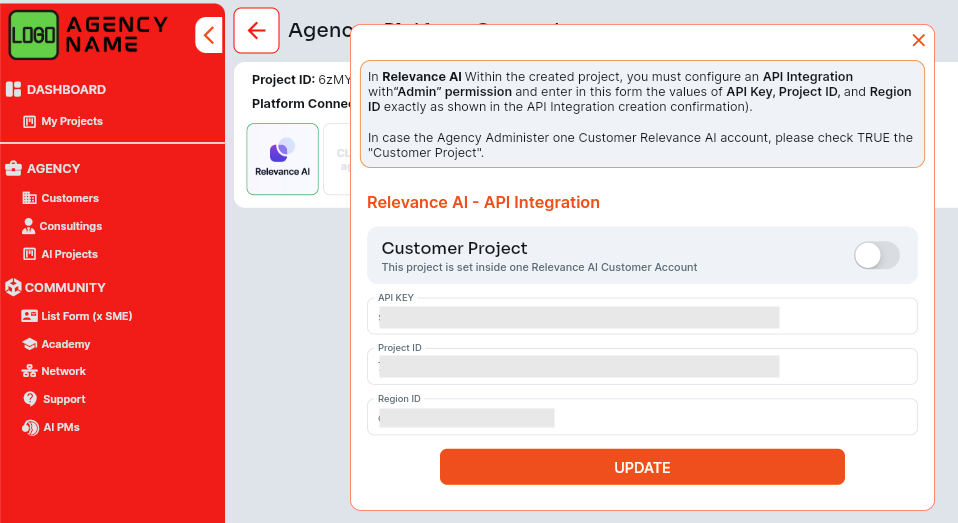 Relevance AI API integration in AWA